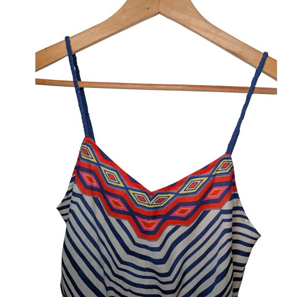 LC Lauren Conrad Womens Mini Dress Size 4 V Neck Sleeveless colorful Striped - Picture 8 of 8